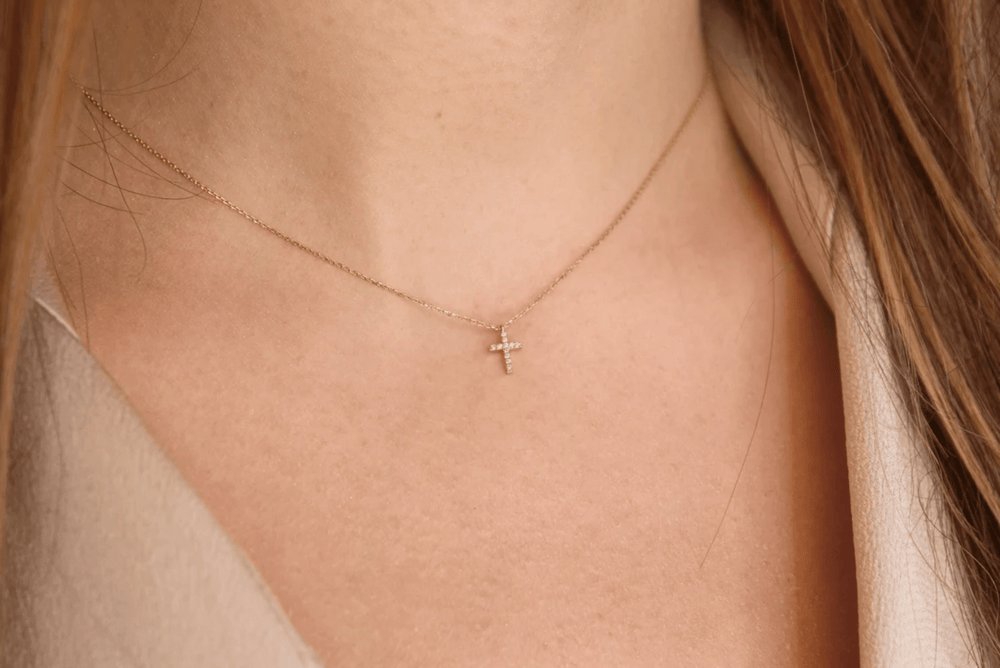 Petite Natural Diamond Cross Necklace
