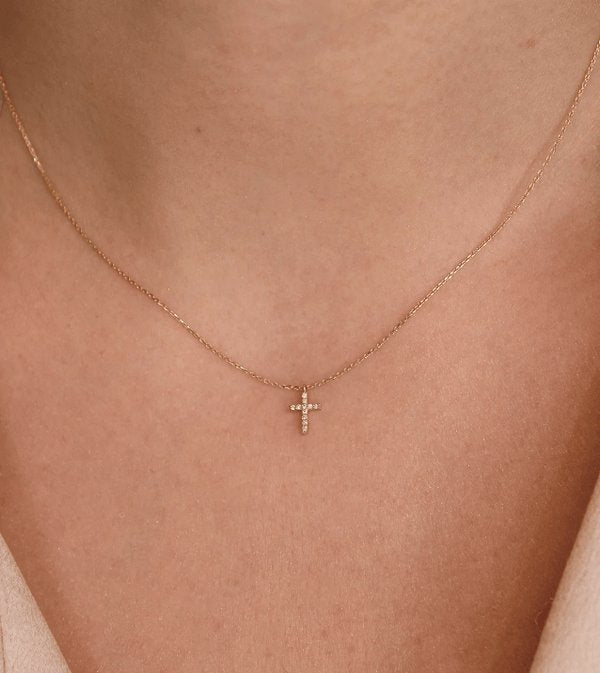 Petite Natural Diamond Cross Necklace