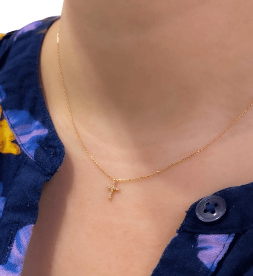 Petite Natural Diamond Cross Necklace