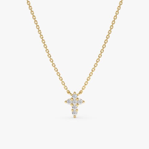 Pointed Natural Diamond Cross Necklace
