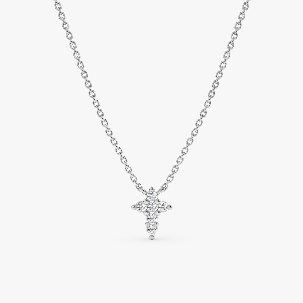 Pointed Natural Diamond Cross Necklace