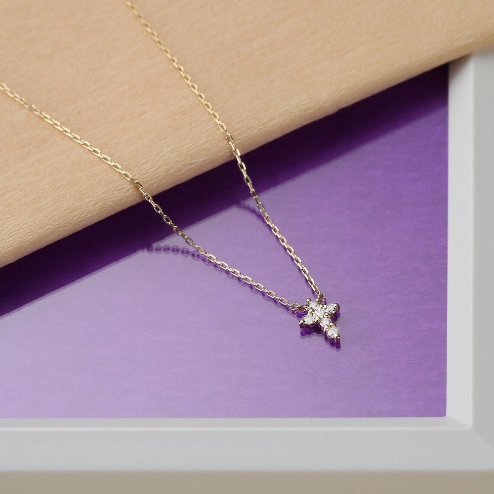 Pointed Natural Diamond Cross Necklace