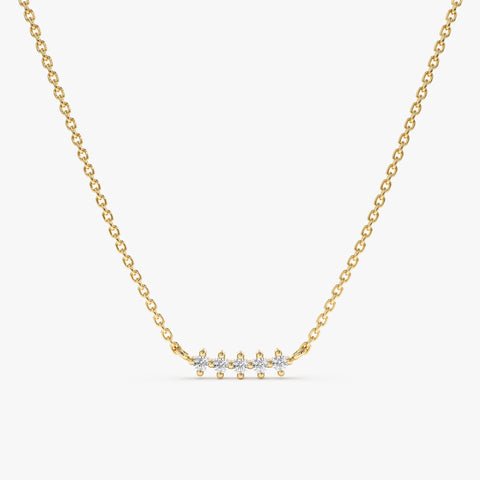 Prong Set Mini Natural Diamond Bar Pendant Necklace