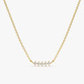Prong Set Mini Natural Diamond Bar Pendant Necklace