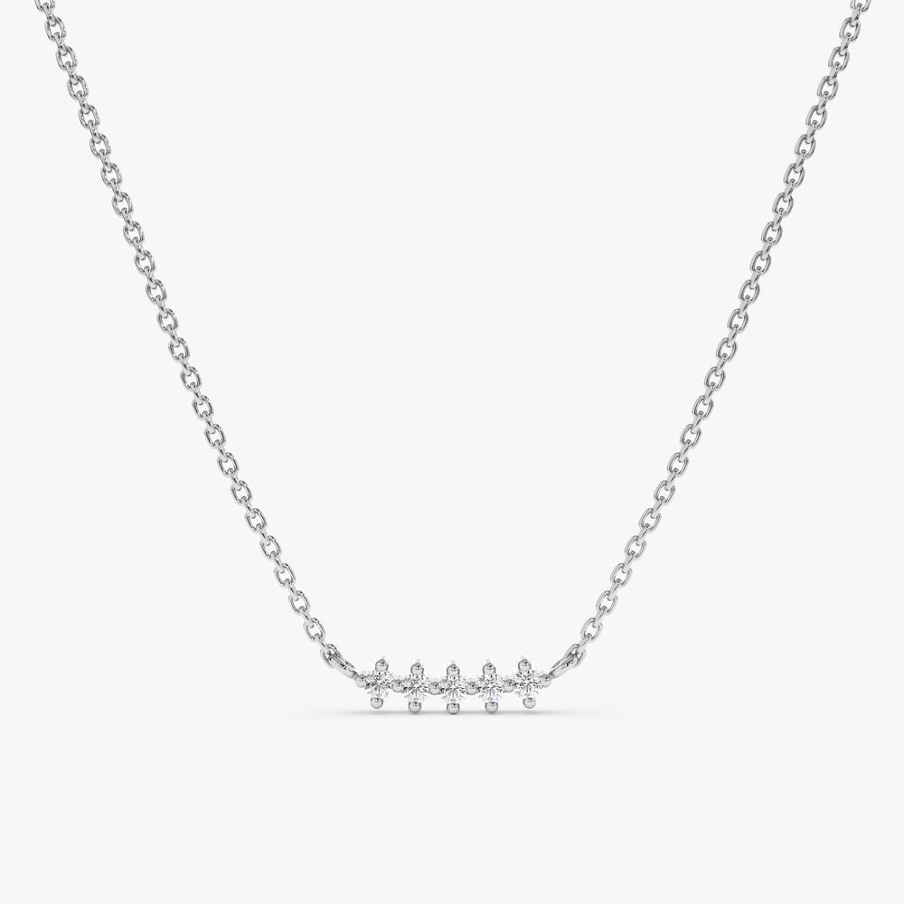 Prong Set Mini Natural Diamond Bar Pendant Necklace