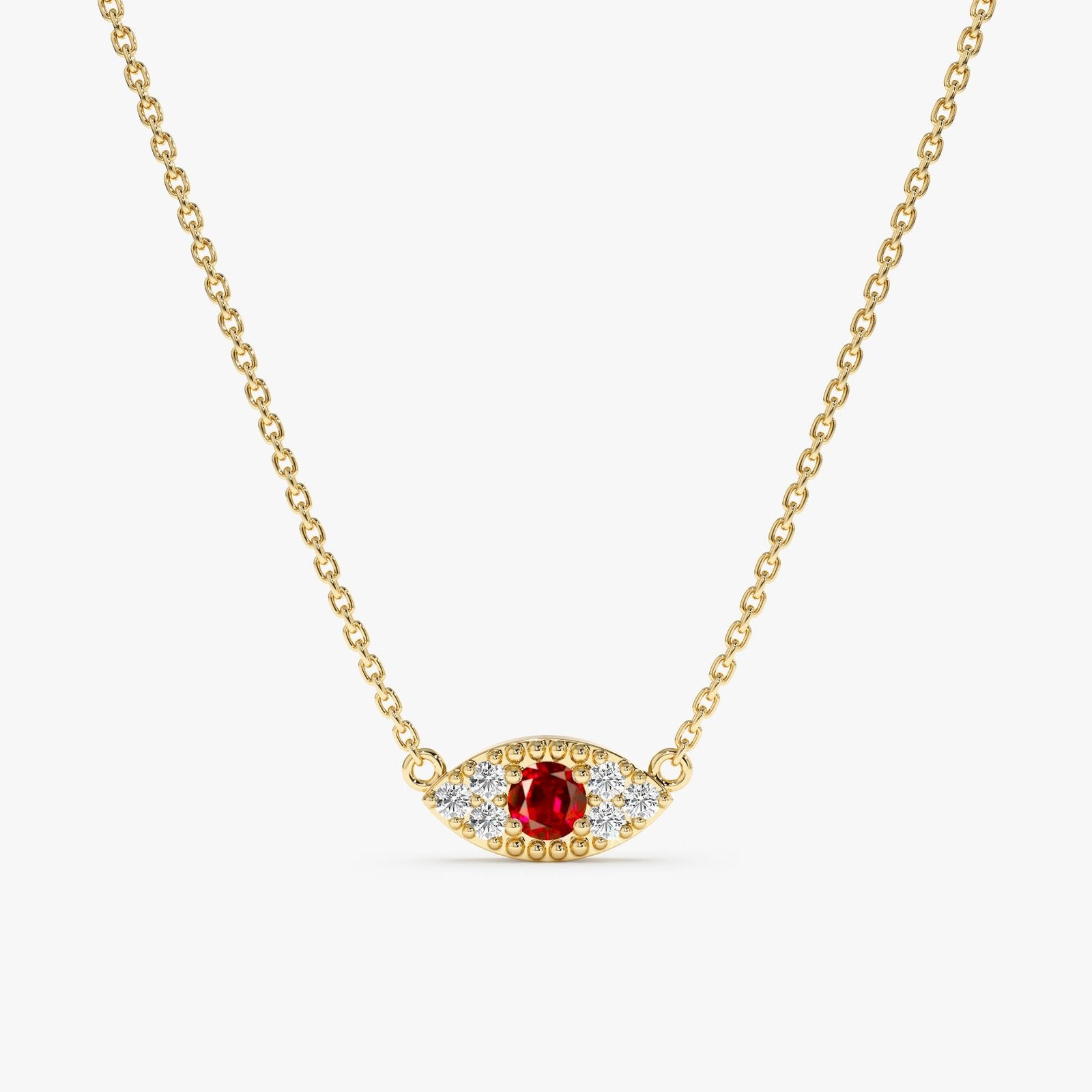Ruby & Diamonds Eye Necklace