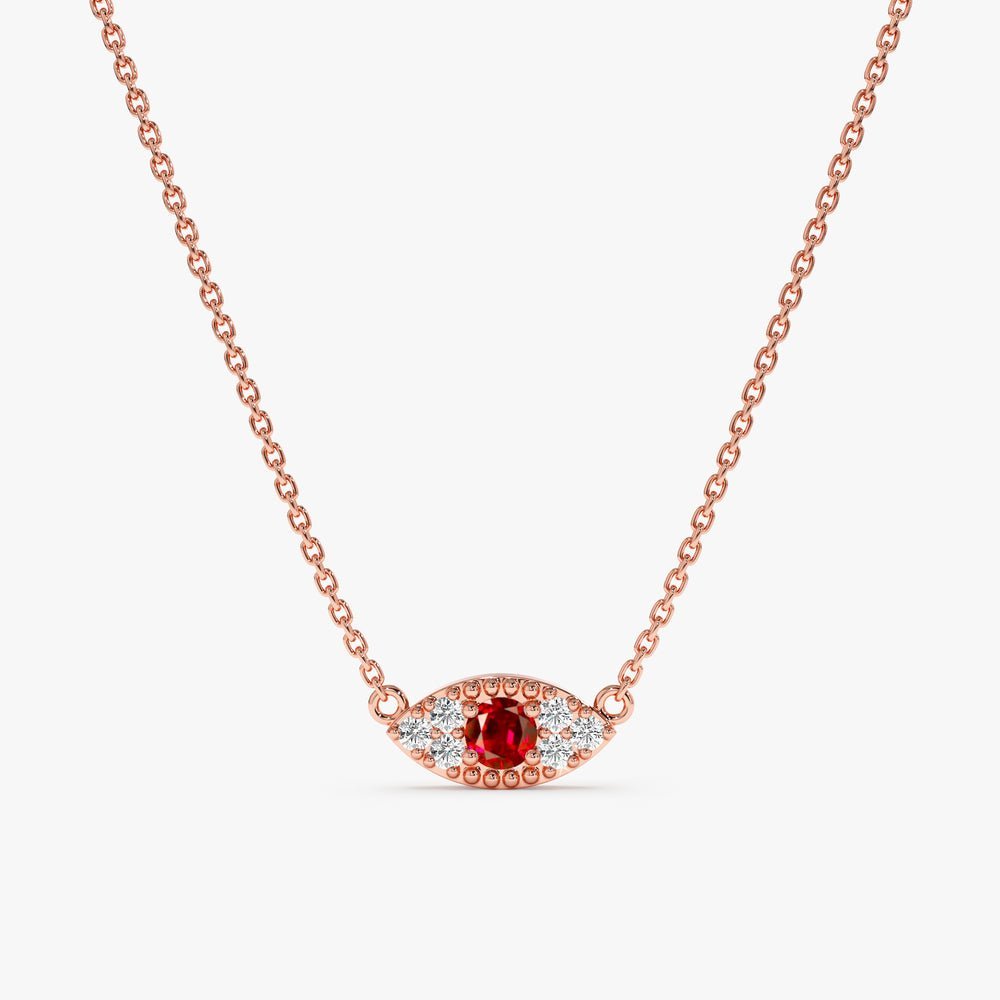 Ruby & Diamonds Eye Necklace