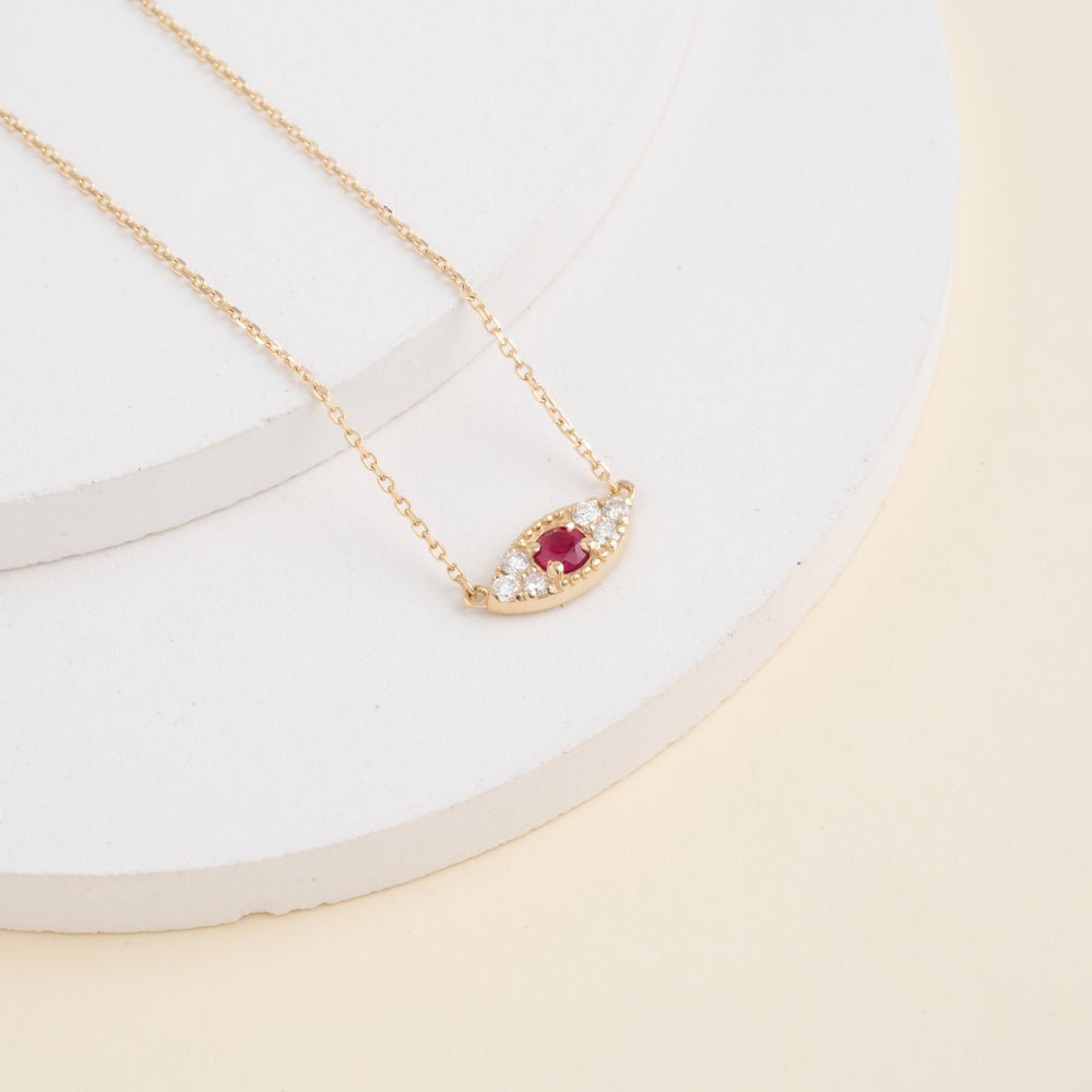 Ruby & Diamonds Eye Necklace
