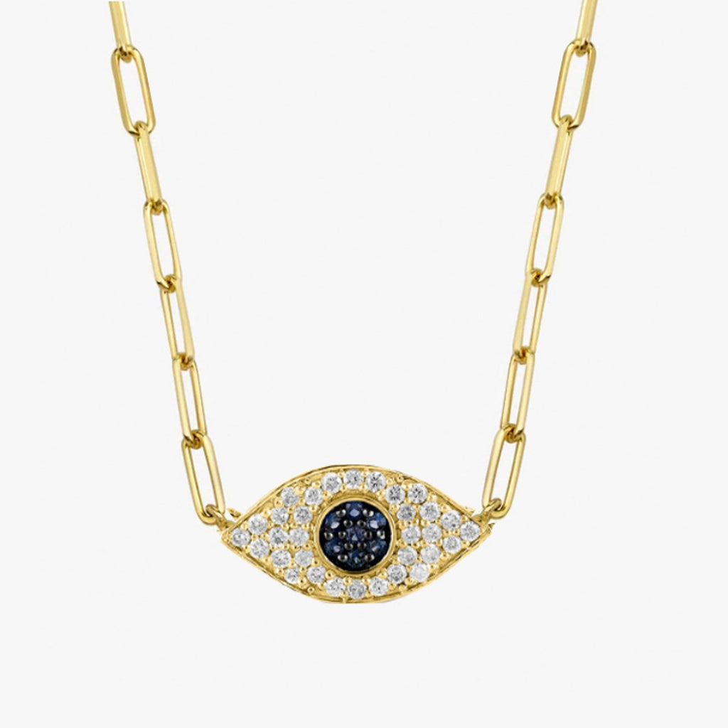 Sapphire & Diamond Eye Paperclip Necklace