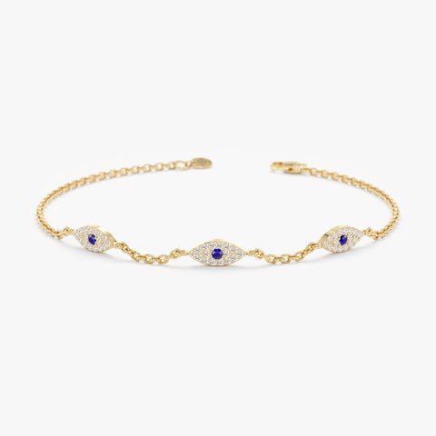 Sapphire Diamond Eye Station Bracelet