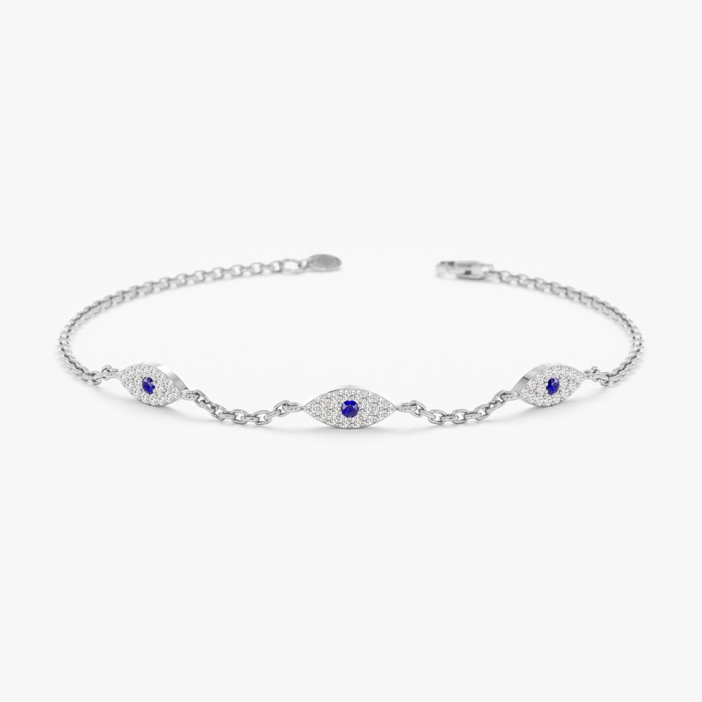 Sapphire Diamond Eye Station Bracelet