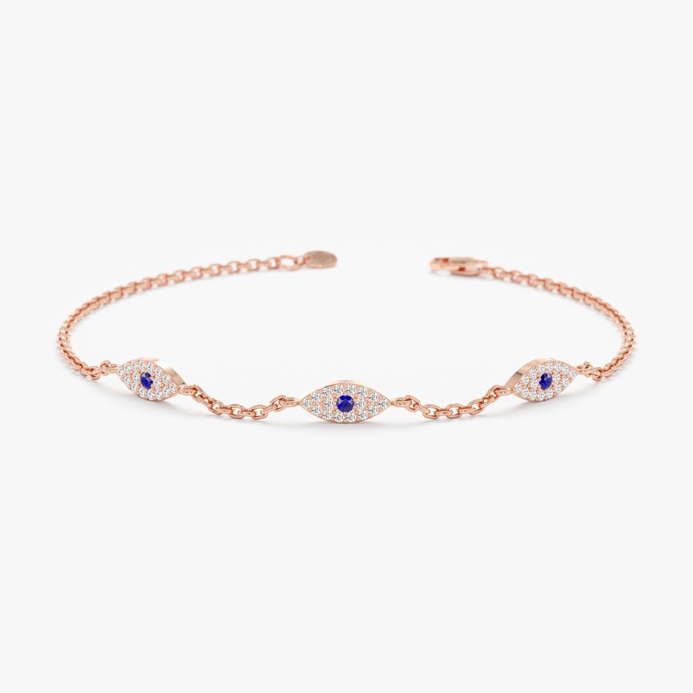 Sapphire Diamond Eye Station Bracelet