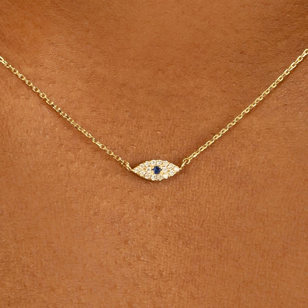 Sapphire & Natural Diamonds Eye Necklace