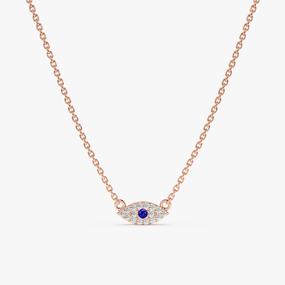 Sapphire & Natural Diamonds Eye Necklace