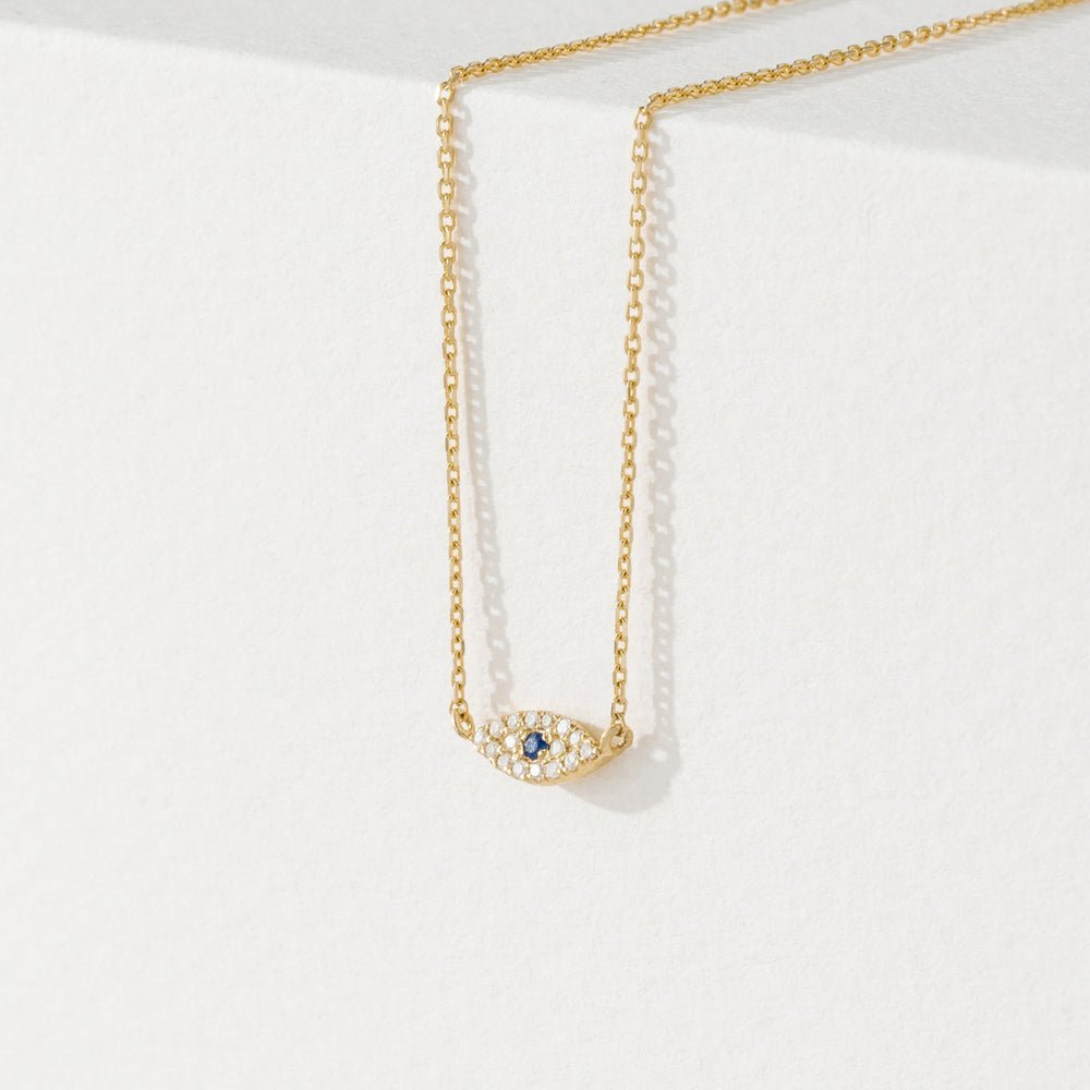 Sapphire & Natural Diamonds Eye Necklace