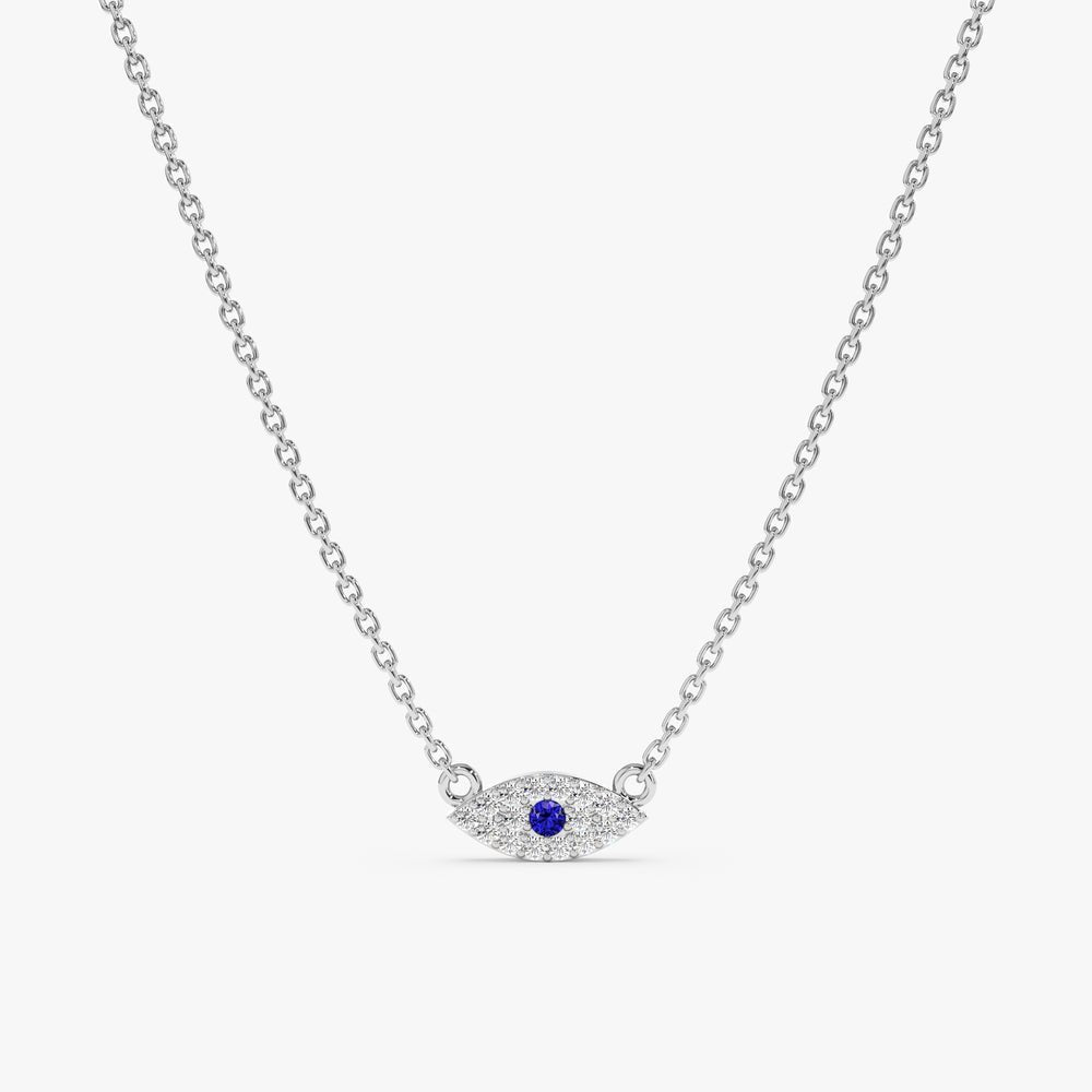 Sapphire & Natural Diamonds Eye Necklace