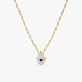 Sapphire & Natural Diamonds Hamsa Necklace