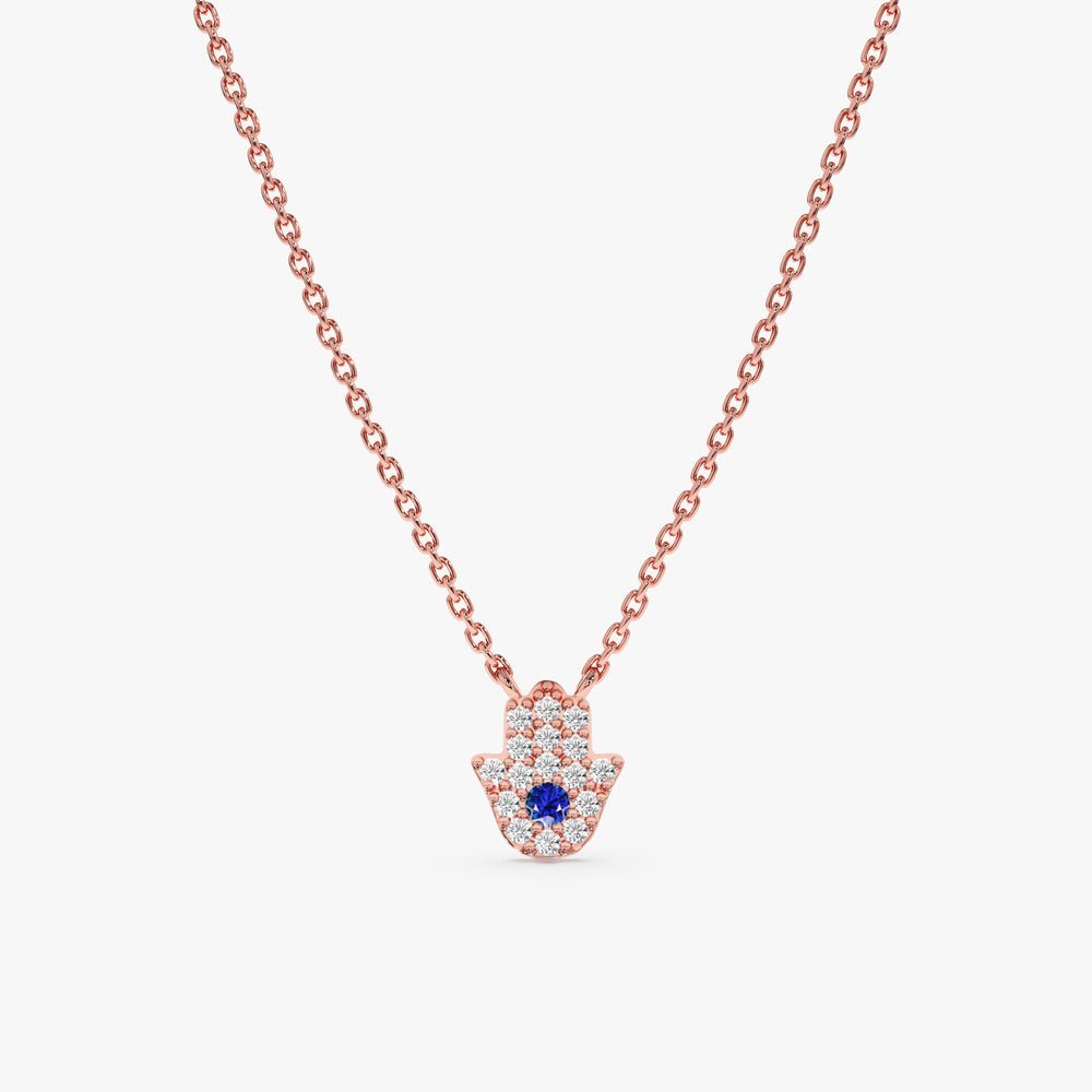 Sapphire & Natural Diamonds Hamsa Necklace