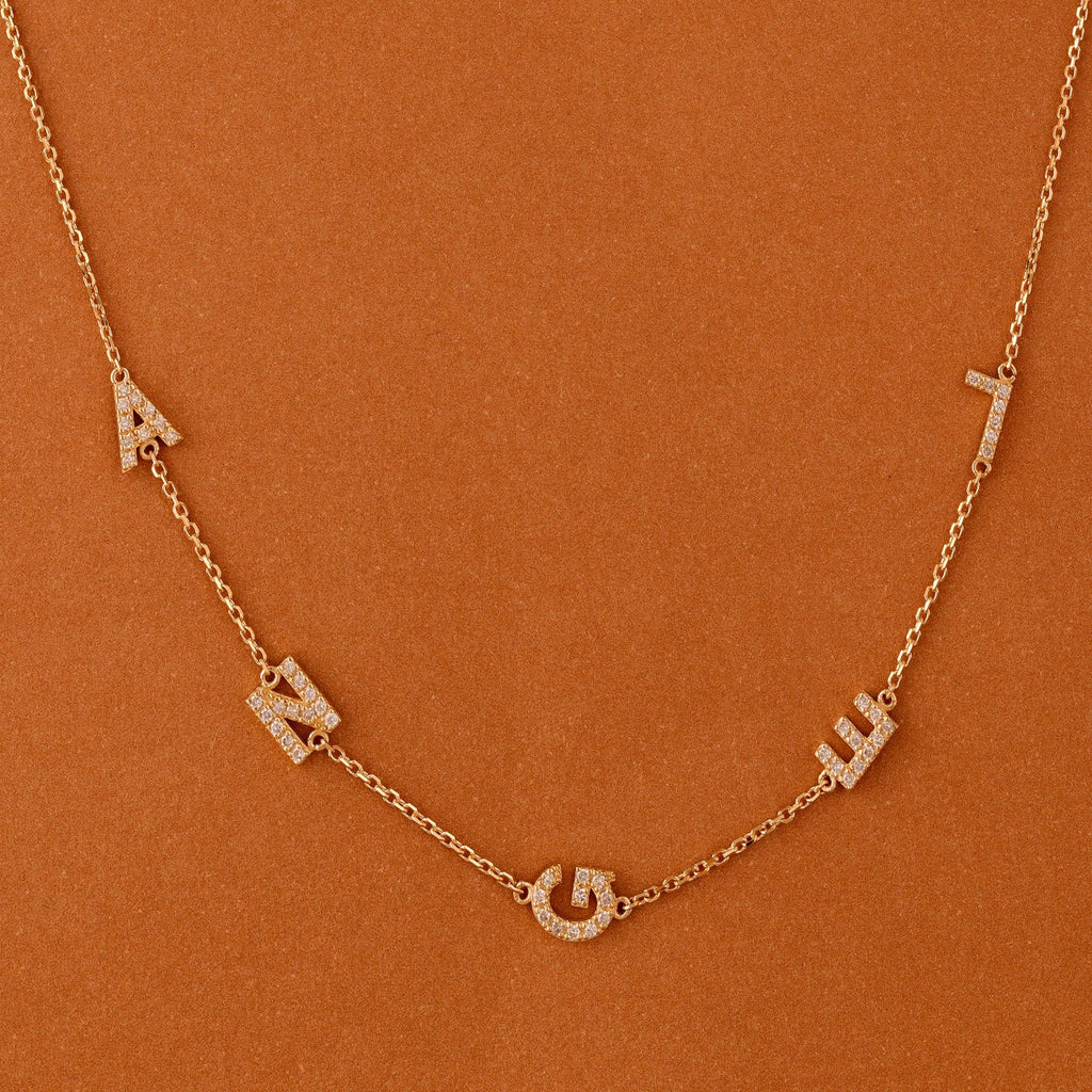 Sideway Name Diamond Necklace