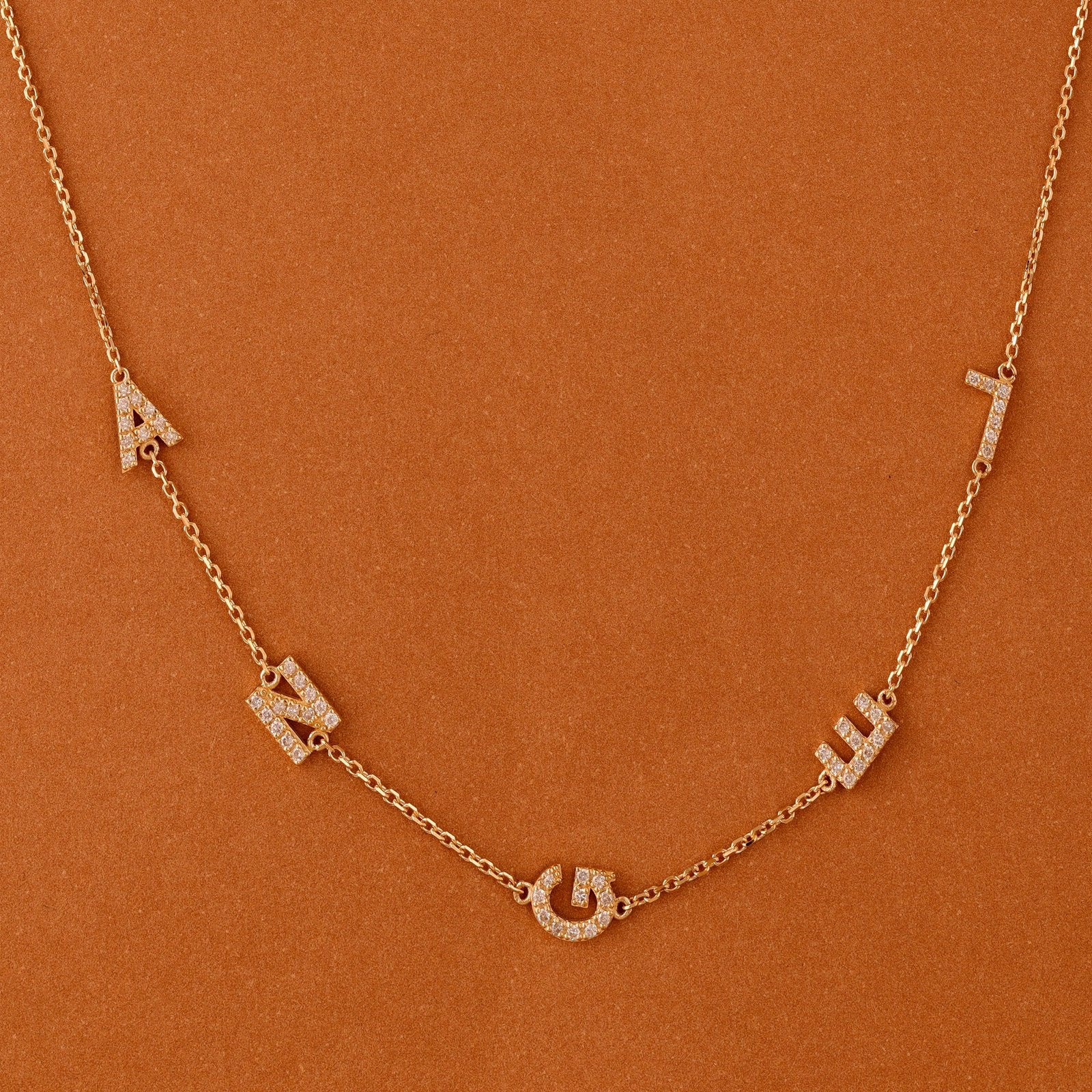 Sideway Name Diamond Necklace