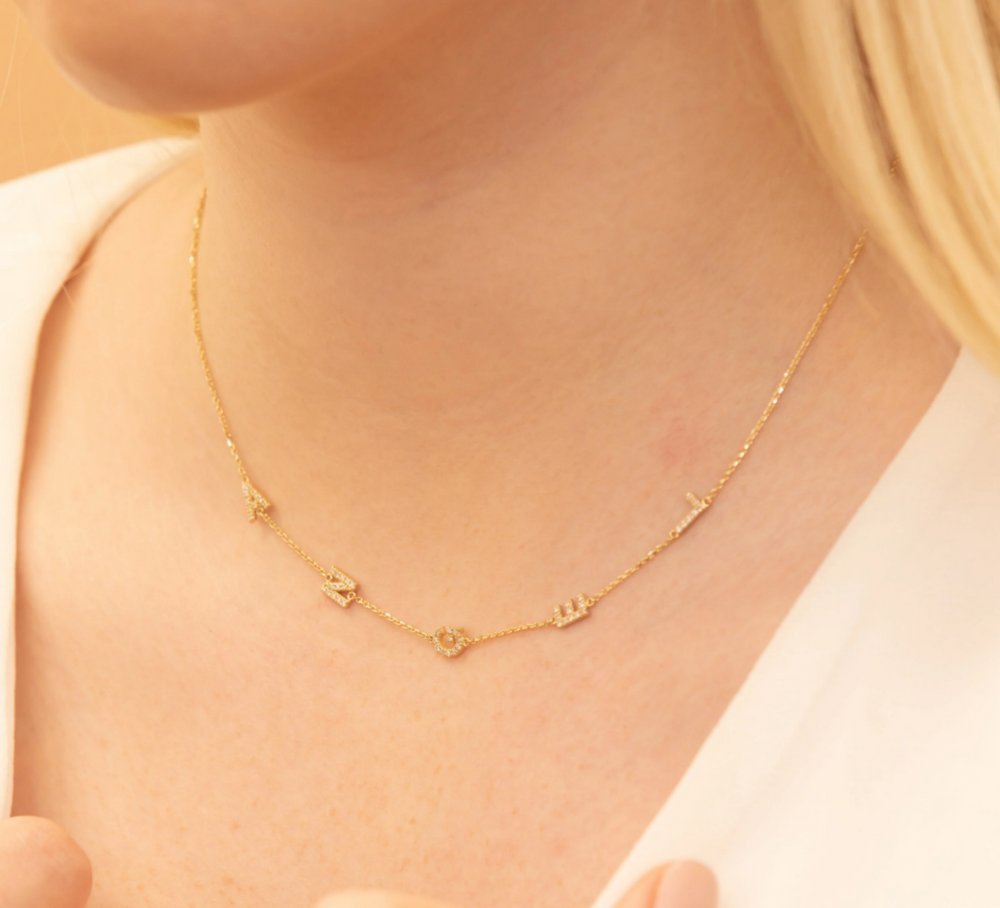 Sideway Name Diamond Necklace