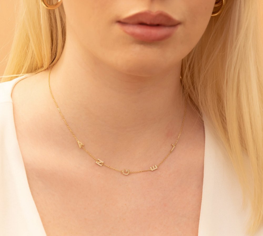 Sideway Name Diamond Necklace