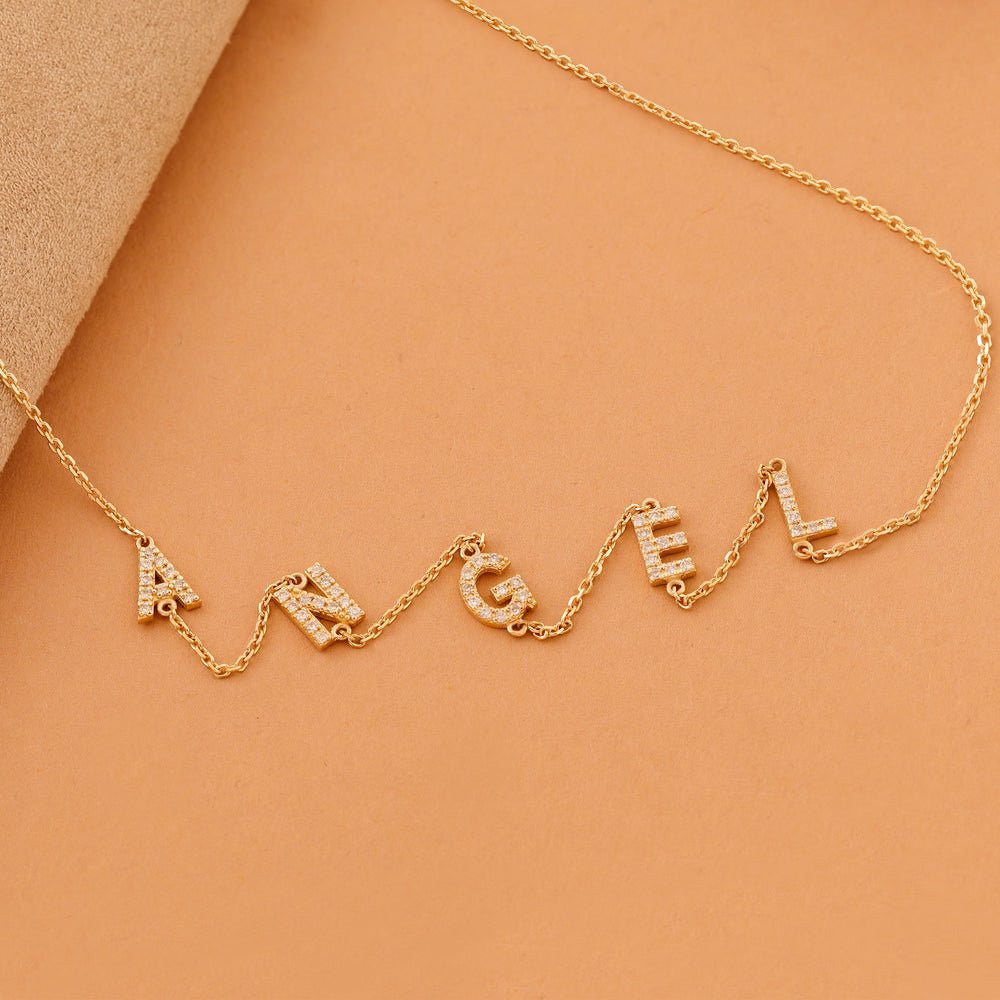 Sideway Name Diamond Necklace