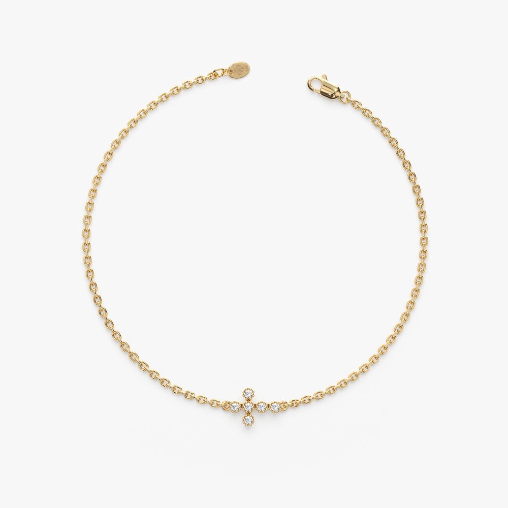 Sideways Diamond Cross Bracelet