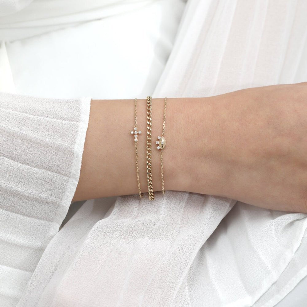 Sideways Diamond Cross Bracelet