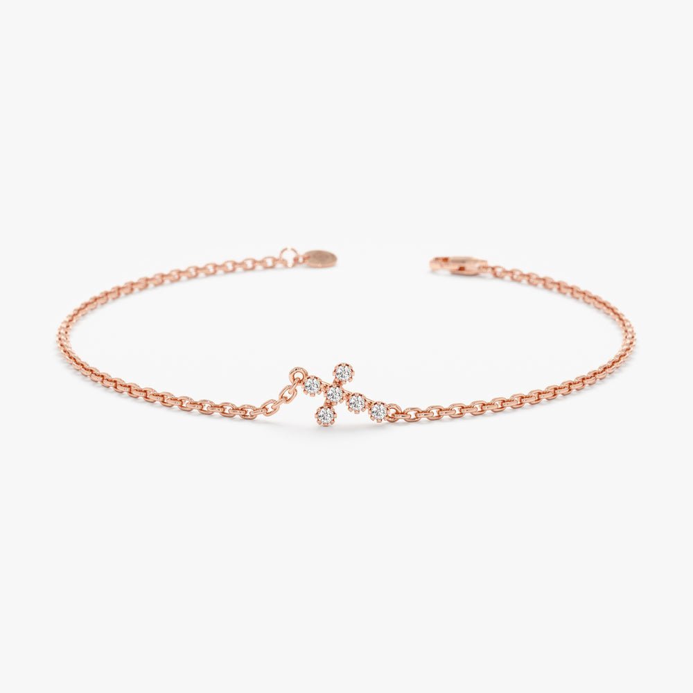 Sideways Diamond Cross Bracelet