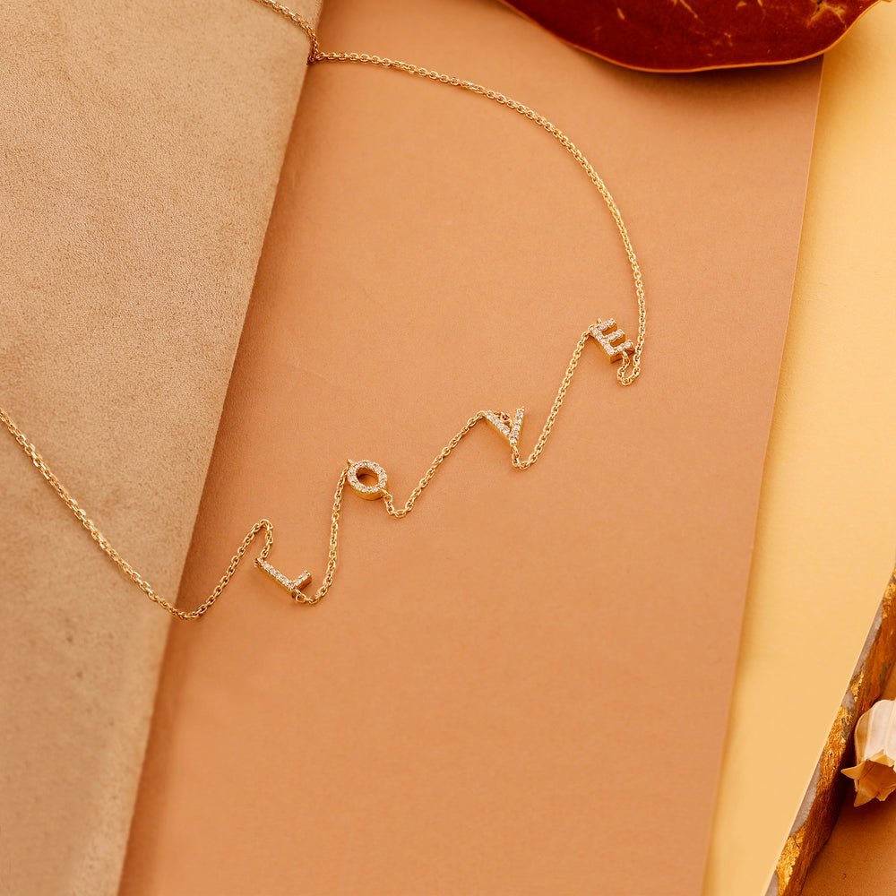 Sideways Love Natural Diamond Necklace
