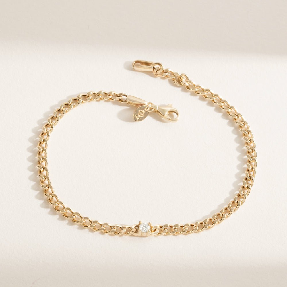 Single Diamond Cuban Chain Bracelet