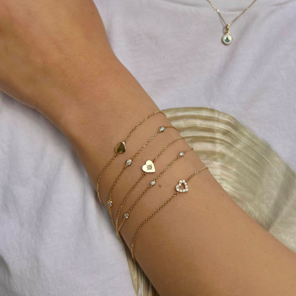 Single Diamond In Starburst Heart Bracelet