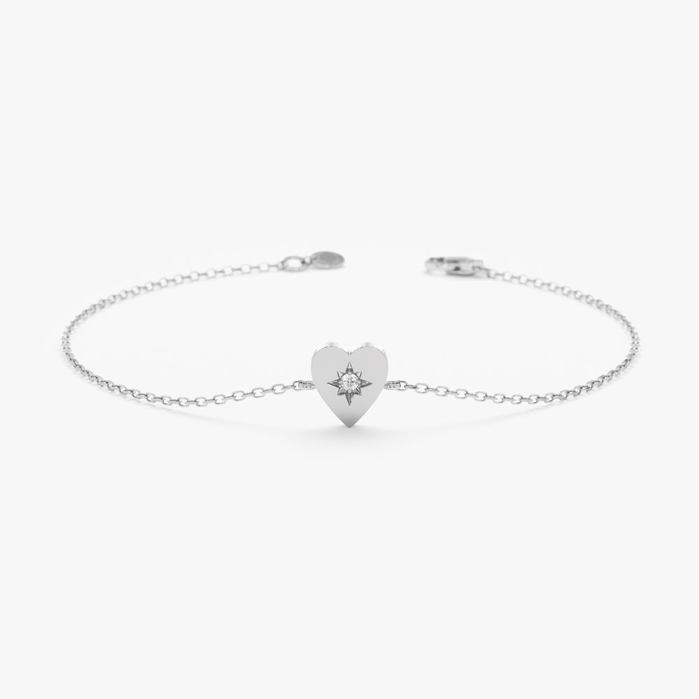 Single Diamond In Starburst Heart Bracelet