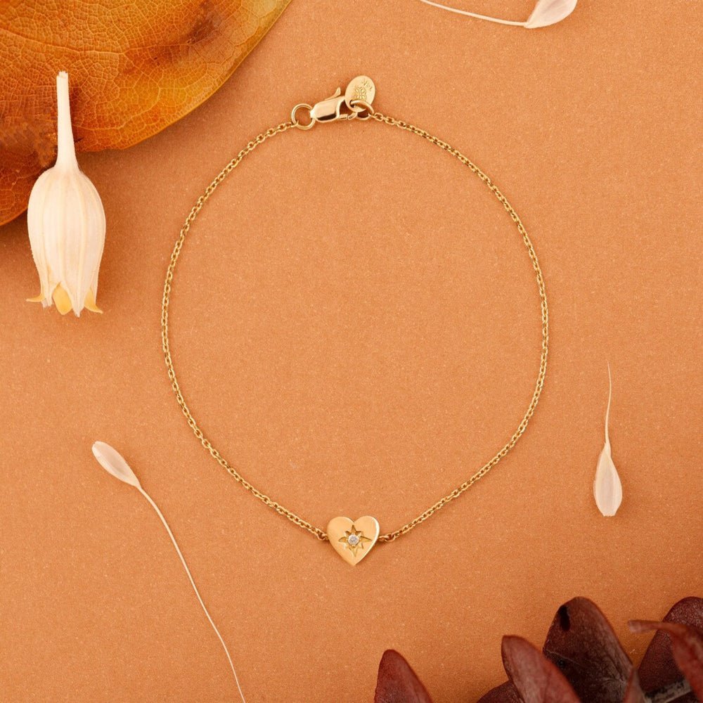 Single Diamond In Starburst Heart Bracelet