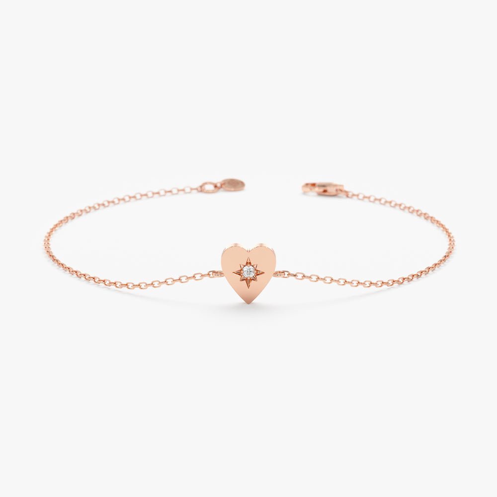 Single Diamond In Starburst Heart Bracelet