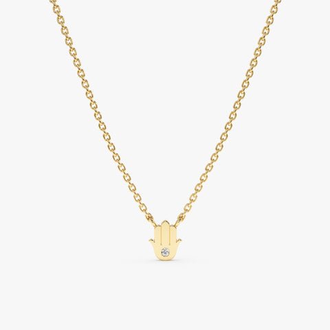 Single Natural Diamond Hamsa Necklace