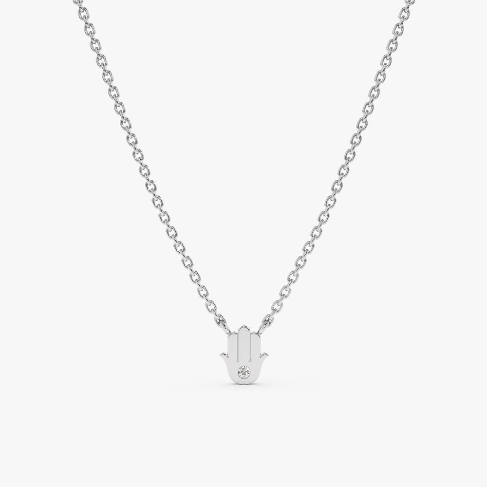 Single Natural Diamond Hamsa Necklace