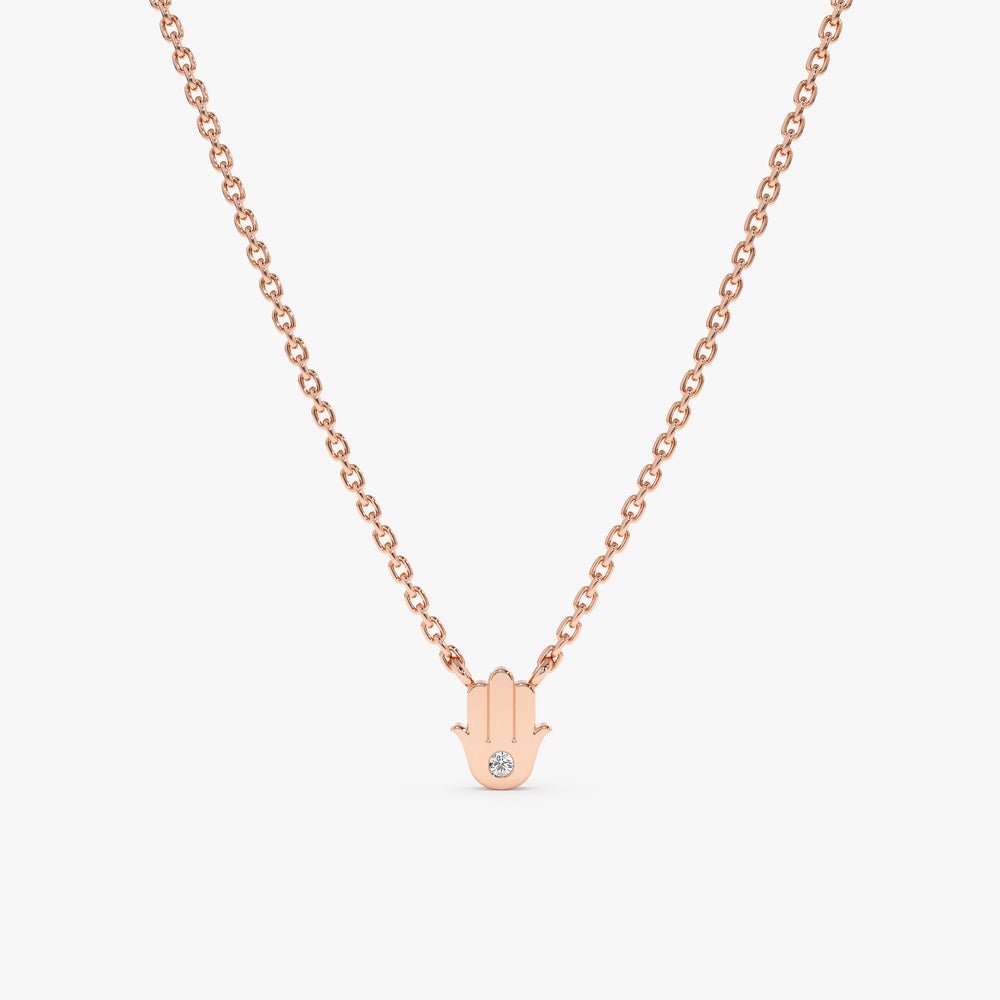 Single Natural Diamond Hamsa Necklace