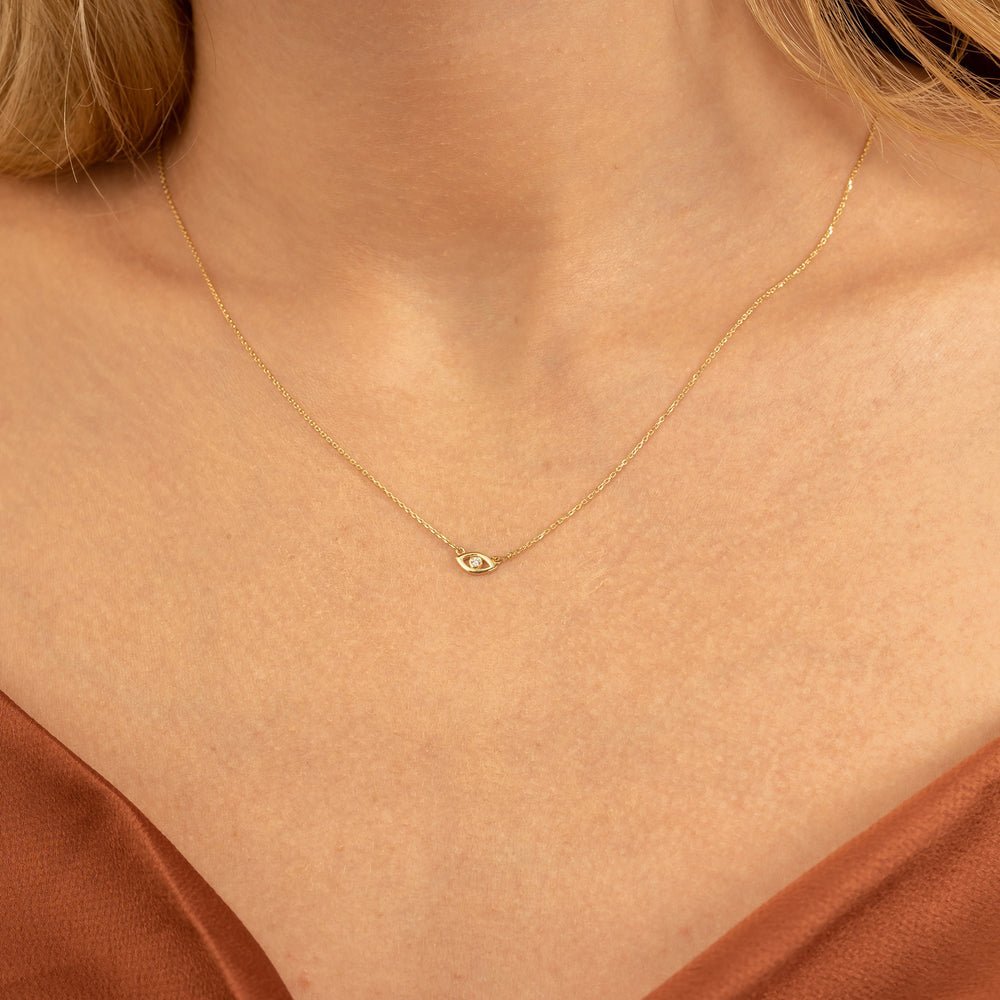 Single Natural Diamond Lucky Eye Necklace