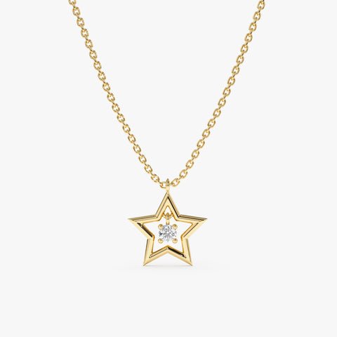 Single Natural Diamond Star Necklace