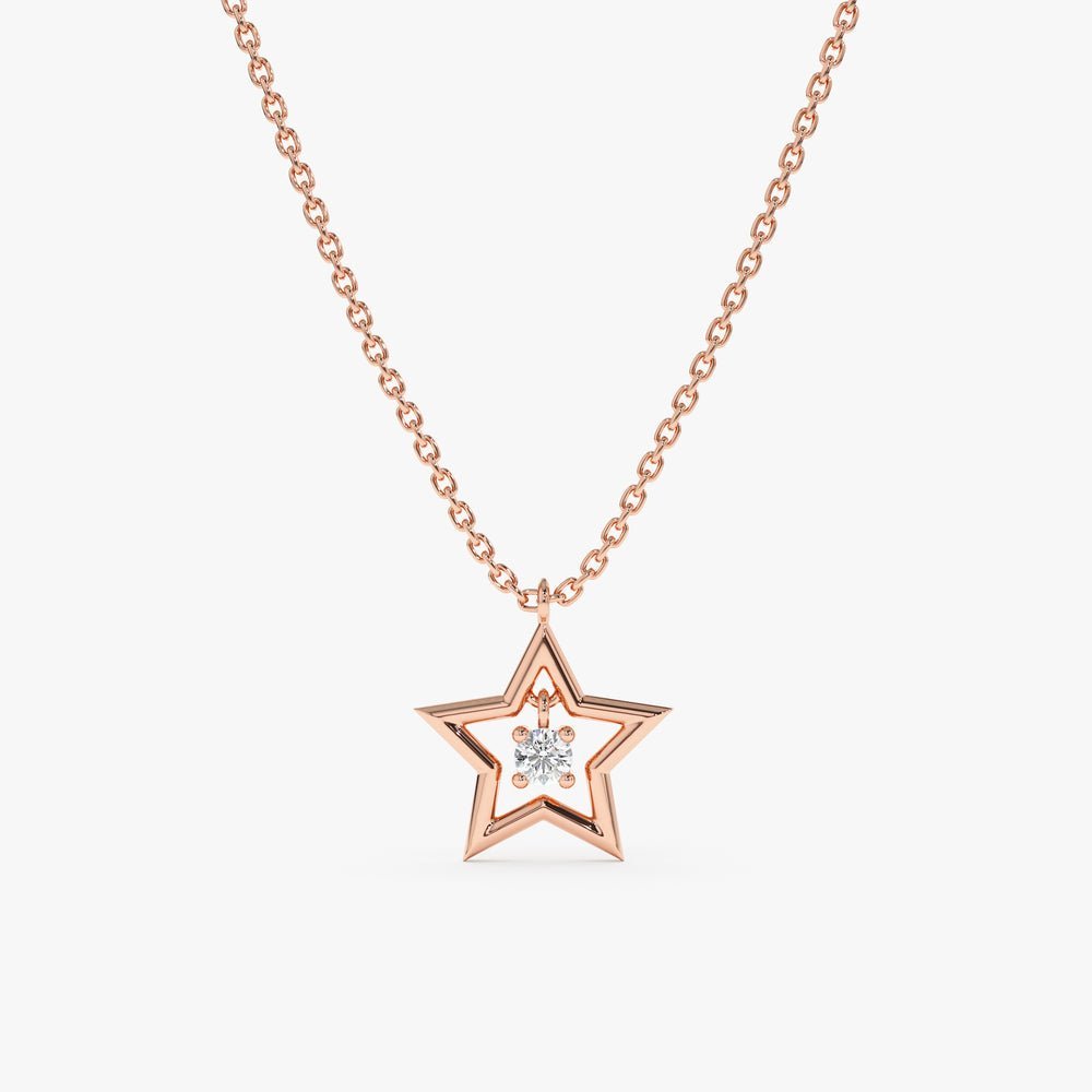 Single Natural Diamond Star Necklace