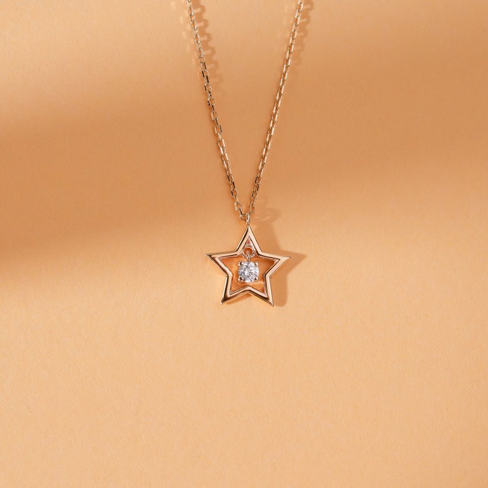 Single Natural Diamond Star Necklace