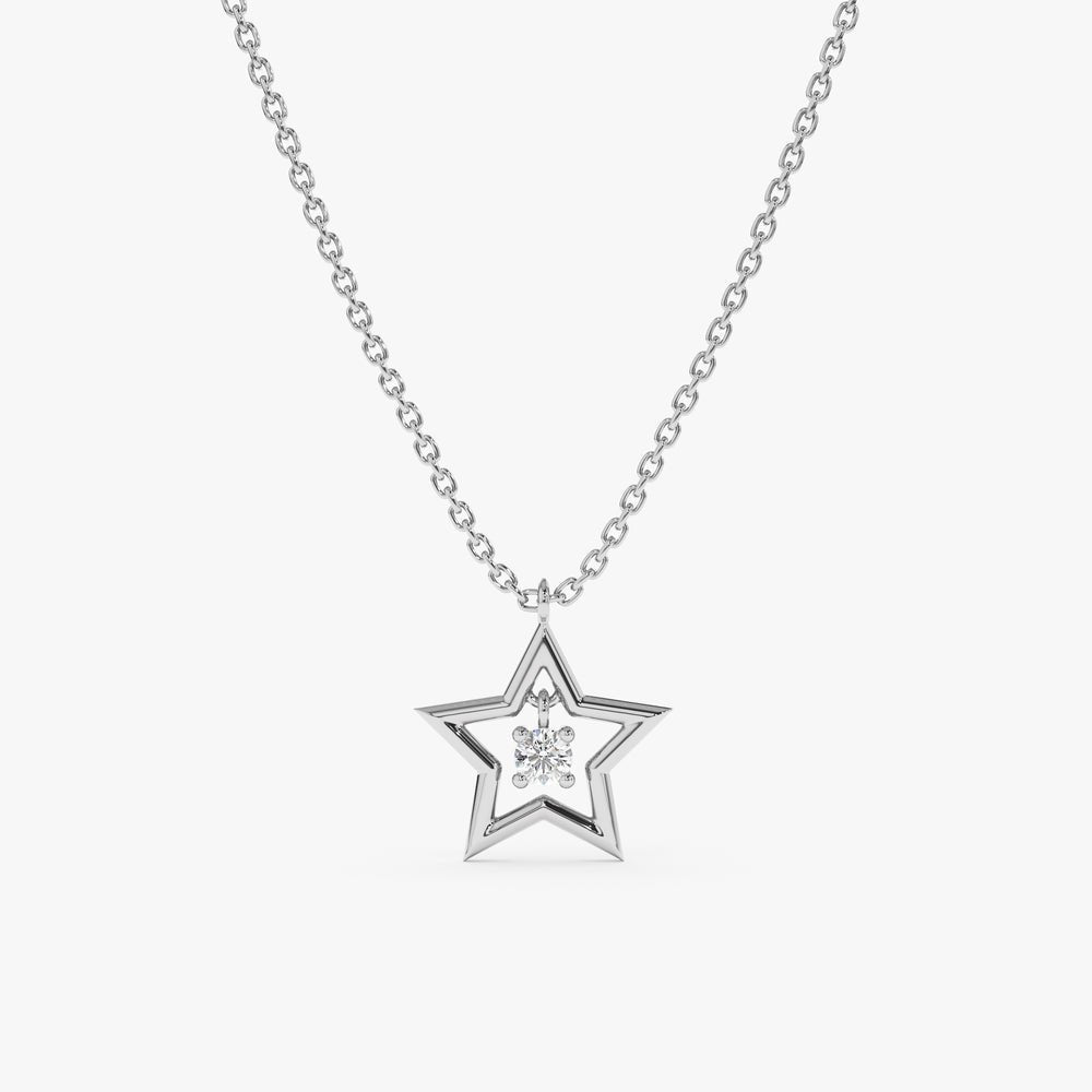 Single Natural Diamond Star Necklace