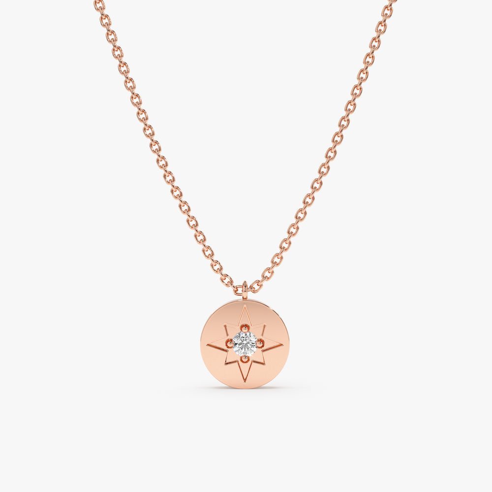 Single Natural Diamond Starburst Necklace