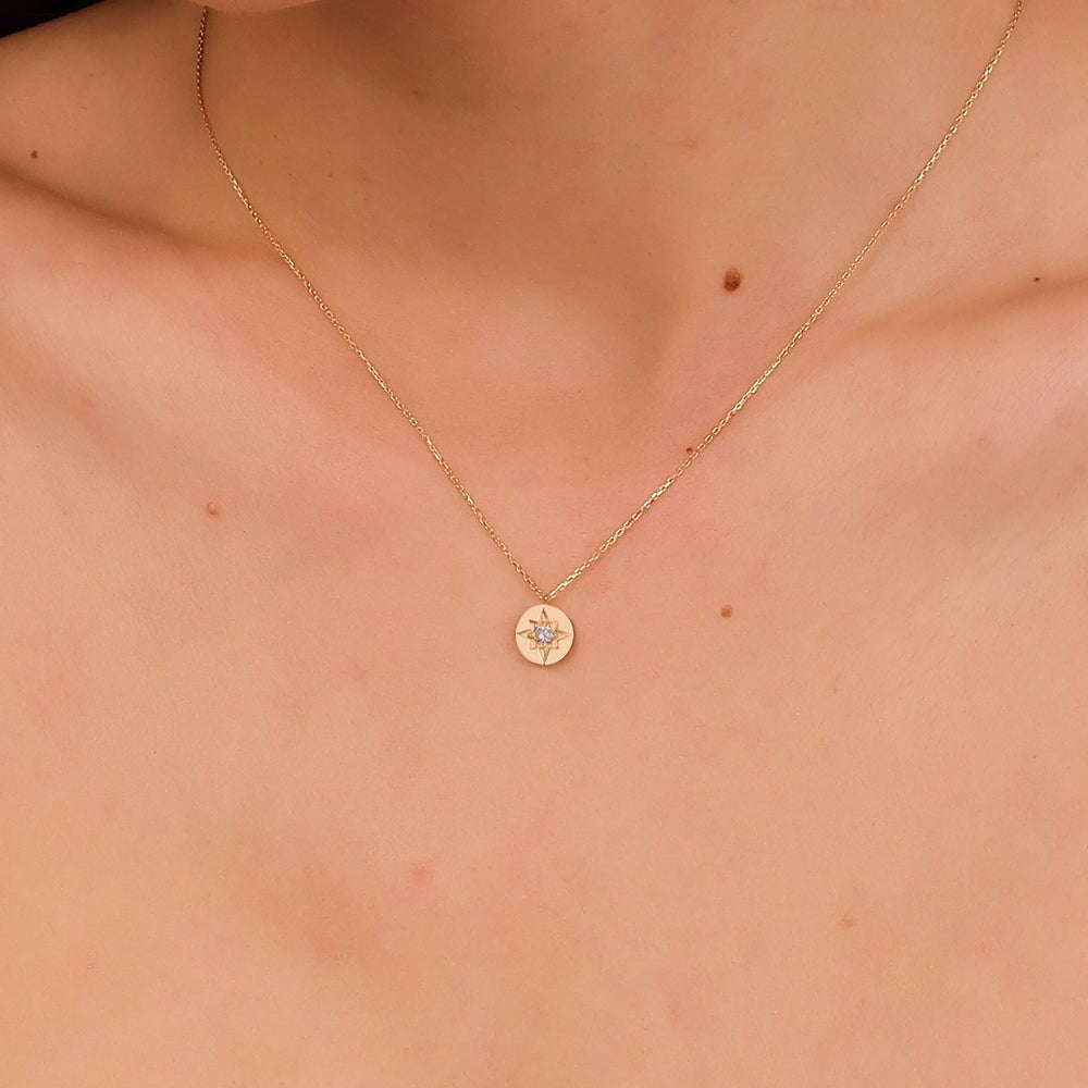 Single Natural Diamond Starburst Necklace
