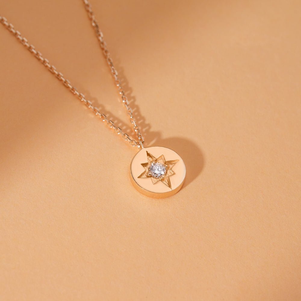 Single Natural Diamond Starburst Necklace