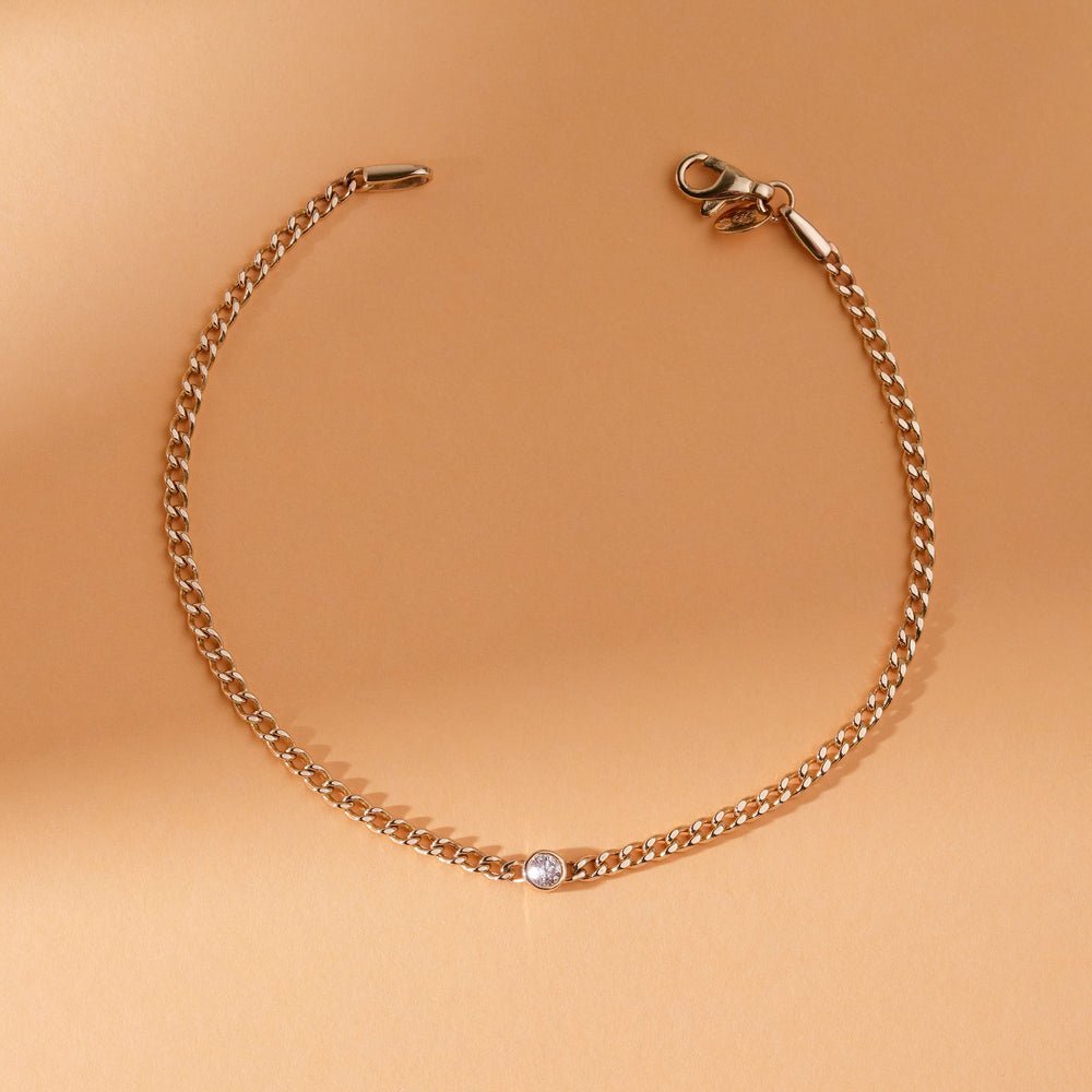 Solitaire Diamond Cuban Chain Bracelet