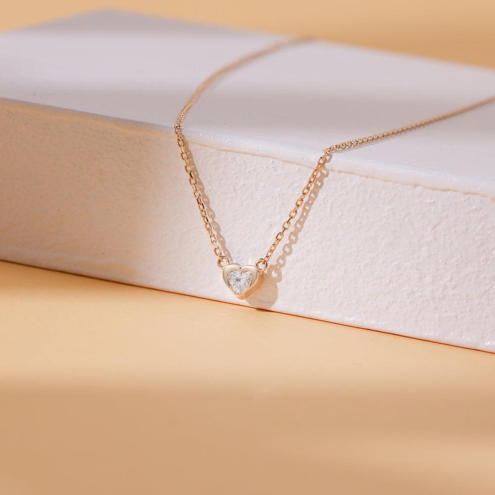 Solitaire Diamond Heart Necklace