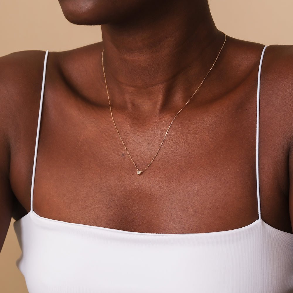 Solitaire Diamond Heart Necklace